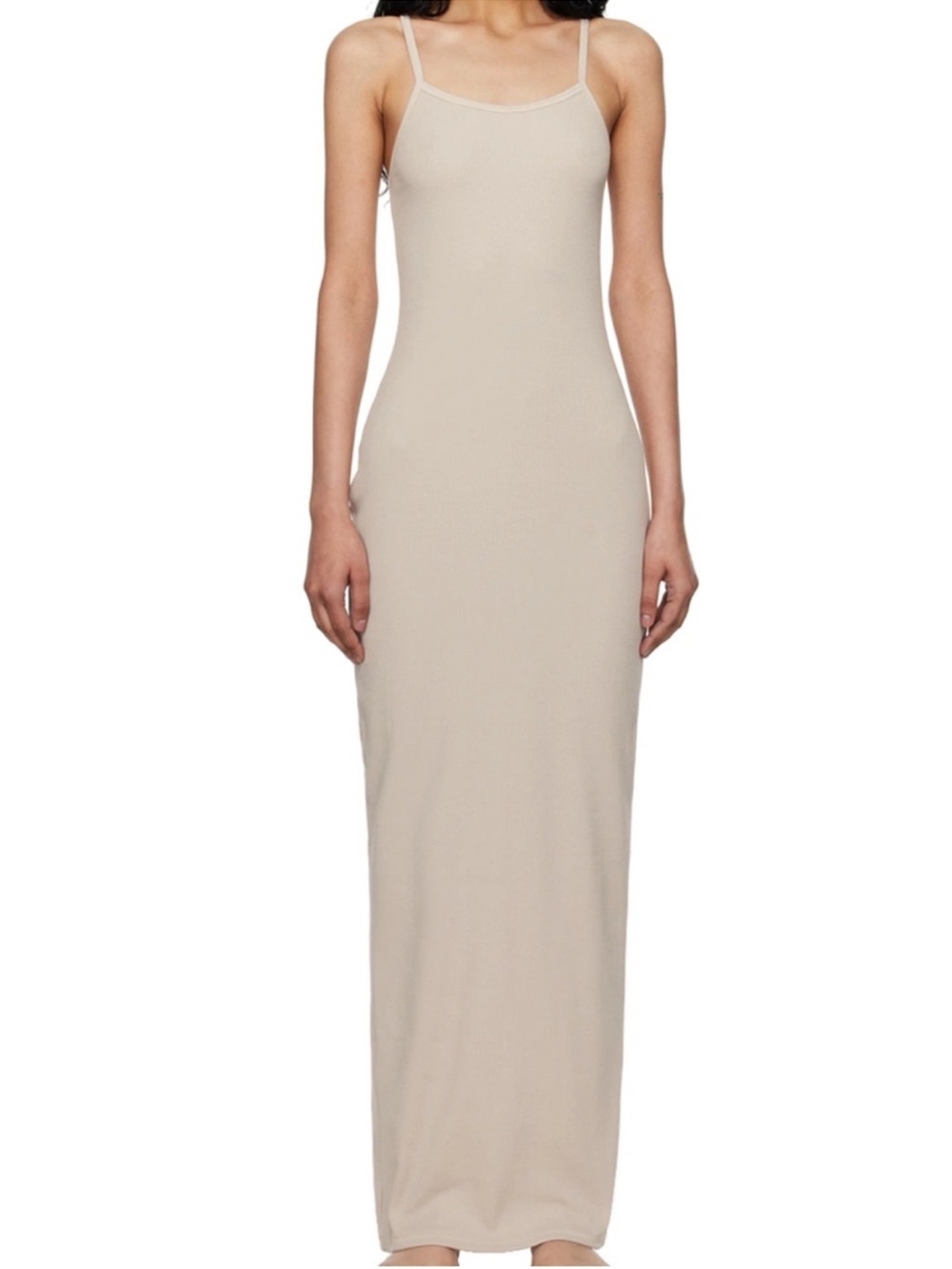 SKIMS Beige Spaghetti Strap Cotton Ribbed Dress - Women